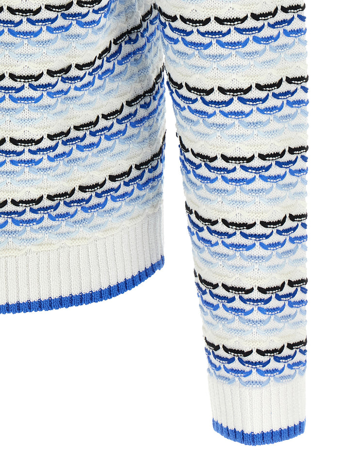 Casablanca Tuck Stitch Long Sleeve Polo - Blue | 13eae5c0f5eaebab84815ebaee212e496cb5ed21