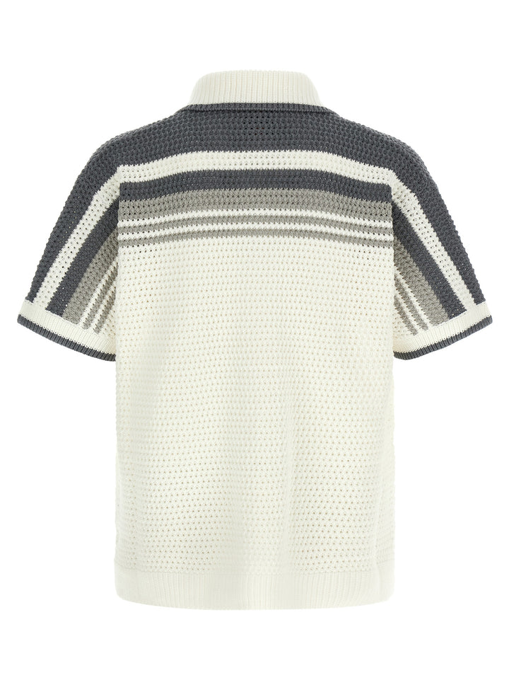Casablanca Tennis Cotton Crochet Short Sleeve Shirt and Blouse - Gray | 2abc164432d7d1a4dcdf1d20acf3b374e5763f03
