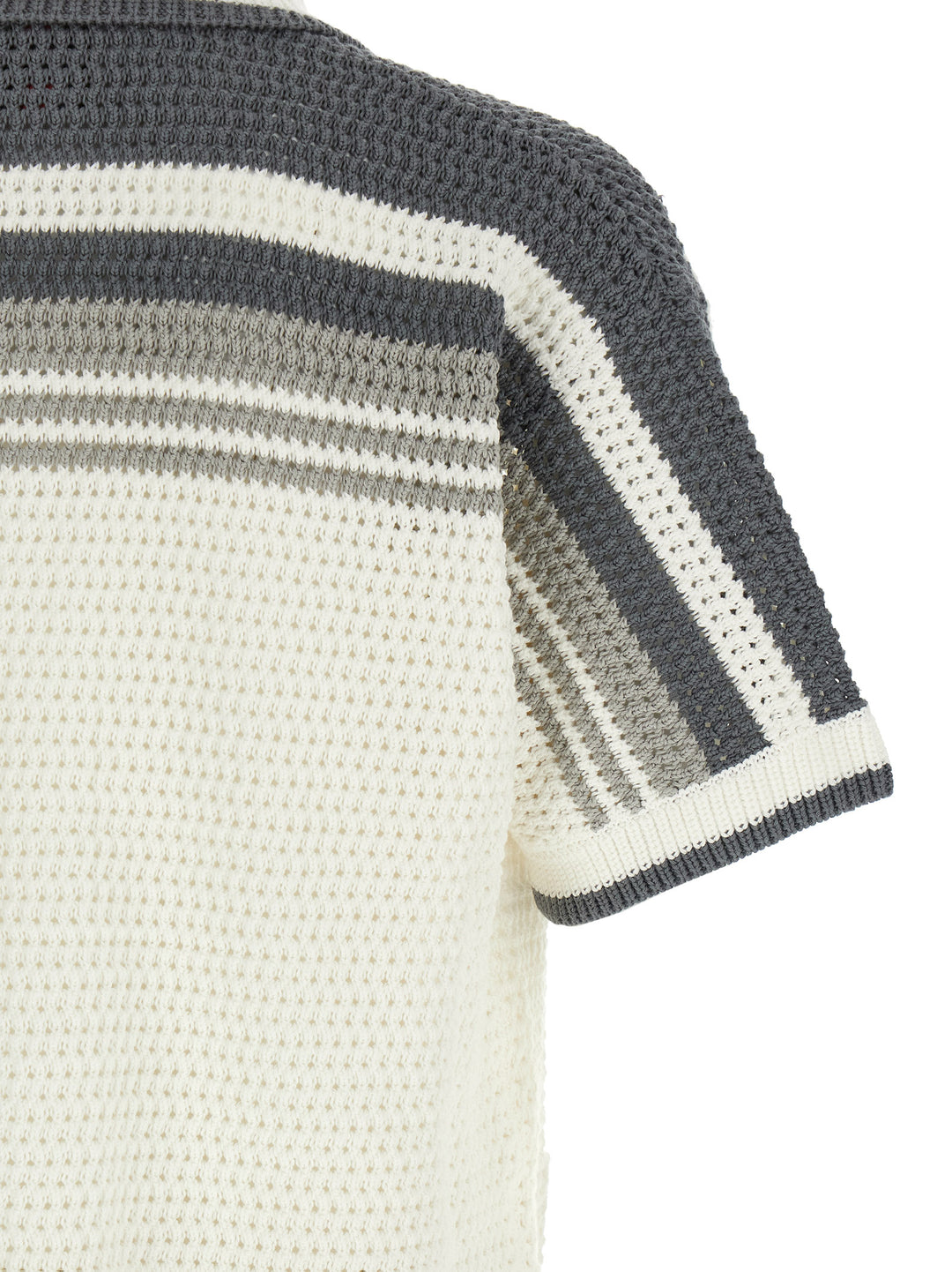 Casablanca Tennis Cotton Crochet Short Sleeve Shirt and Blouse - Gray | b2b81768a2fe353e061ca6e3f7ff67c6a58bef1a