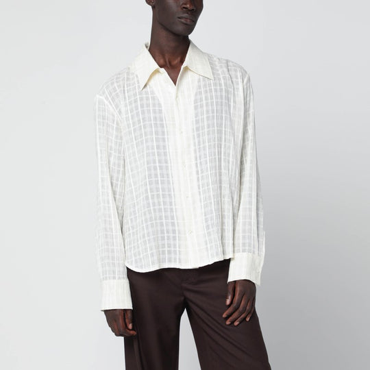 Ignacio White Cotton And Linen Checked Shirt