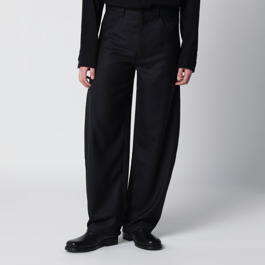Black Wool-Blend Trousers