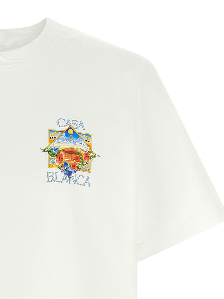 Casablanca Flower Court Icon T-shirt - White | 5e4000b781123bd5b697b5a0d7c11d03e3e0710d