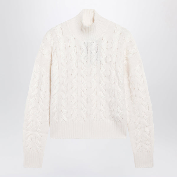 White Comfort Cable-Knit Sweater In Wool And Cashmere