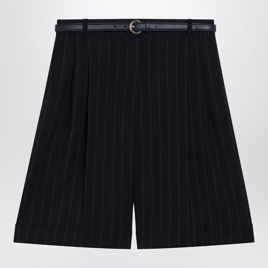 Blue Pinstripe Wool Bermuda Shorts