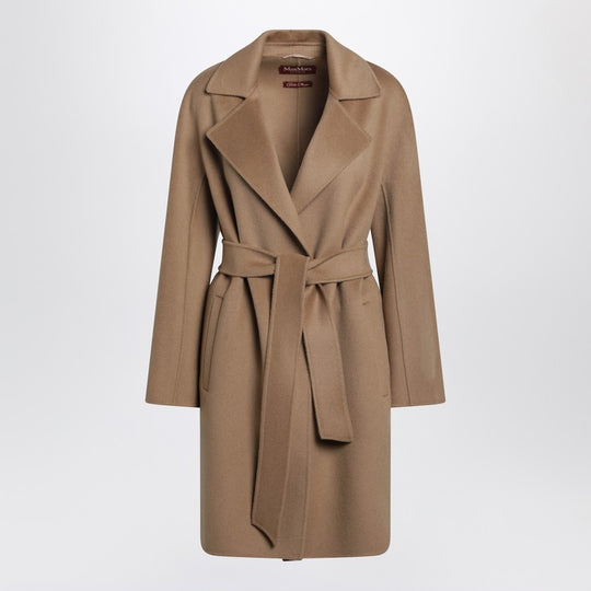 Camel Wrap Coat In Cashmere And Wool