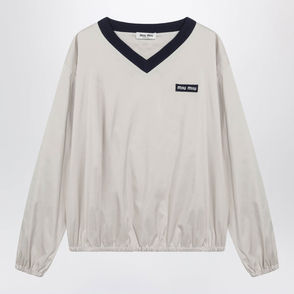 Tech Pongee V-Neck Sweatshirt In Opal