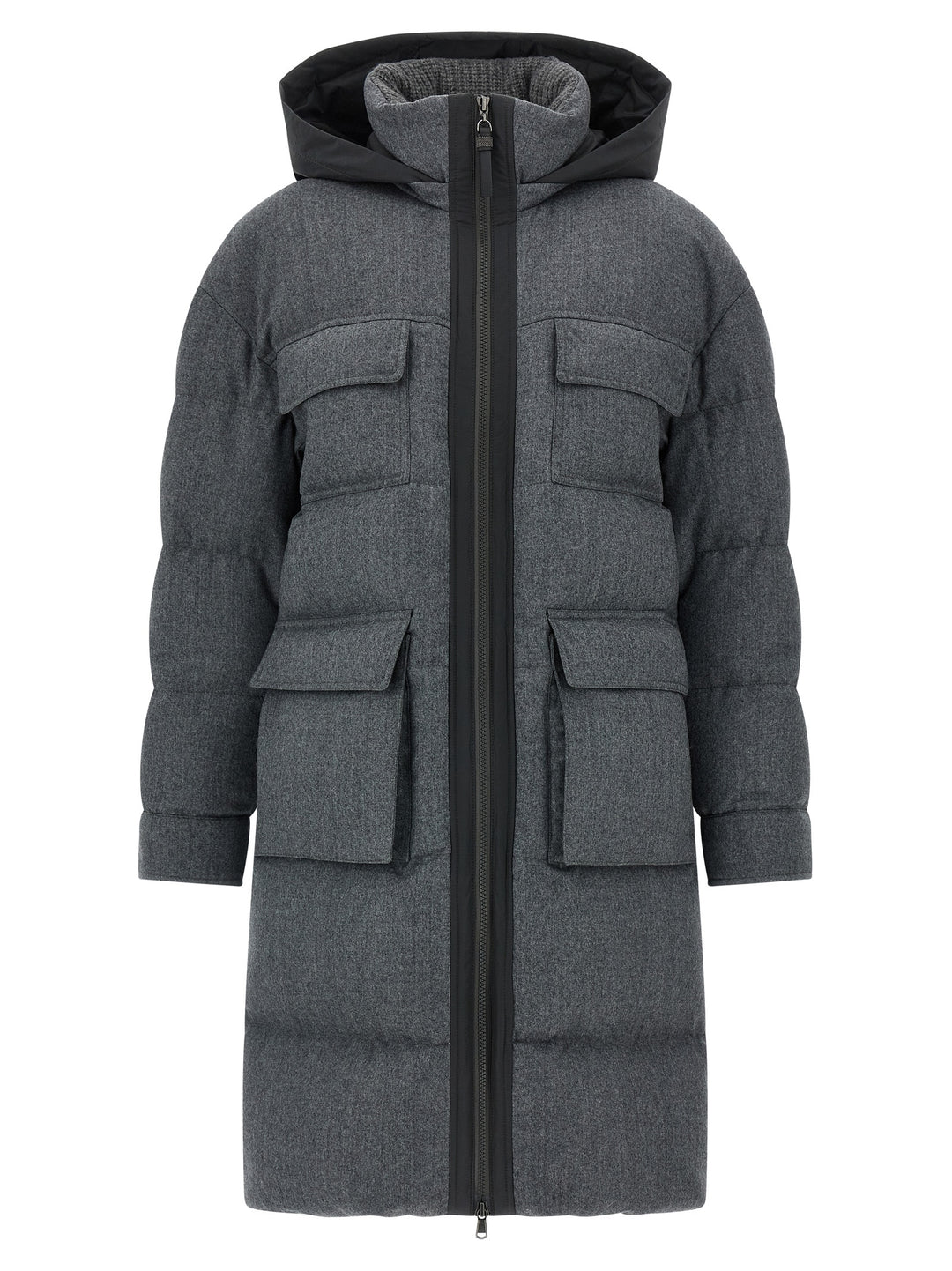 Brunello Cucinelli Shiny Zipper Pull Puffer Jackets - Gray | 00af254d99eb237ee6536d254cc6ef5899cb9b1a