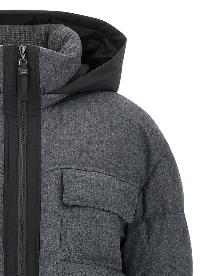 Brunello Cucinelli Shiny Zipper Pull Puffer Jackets - Gray | b2ac8a50ef3a47b078ebecde244bc0243e477a80