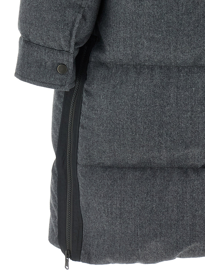 Brunello Cucinelli Shiny Zipper Pull Puffer Jackets - Gray | b54699f163330ac2d7f6921ada2034efc9cfdb61