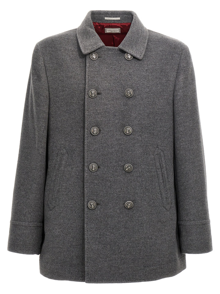 Double-Breasted Coat Coats, Trench Coats Gray