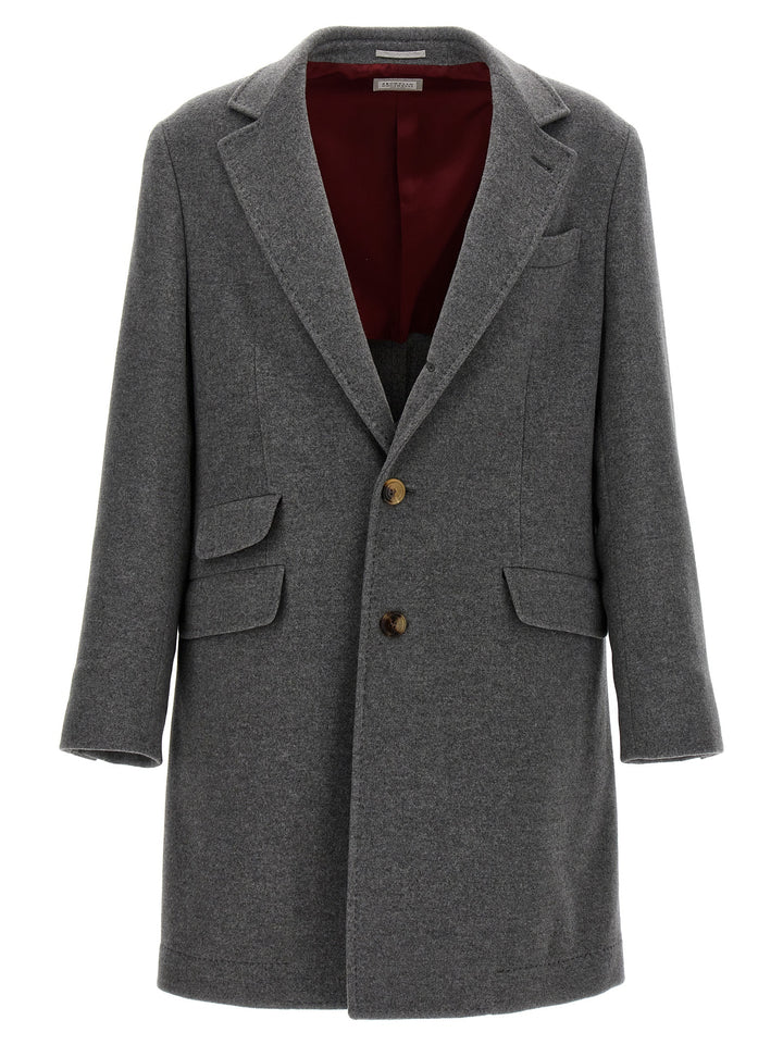 Single-Breasted Cashmere Coat Coats, Trench Coats Gray