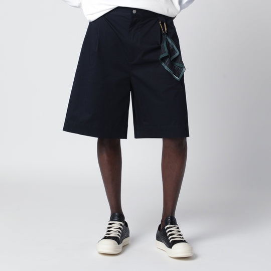 Denis Navy Blue Cotton Bermuda Shorts