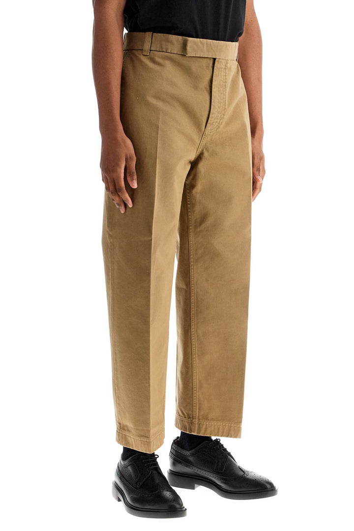 Camel Cotton Chino Pants With Tricolor Ribbon