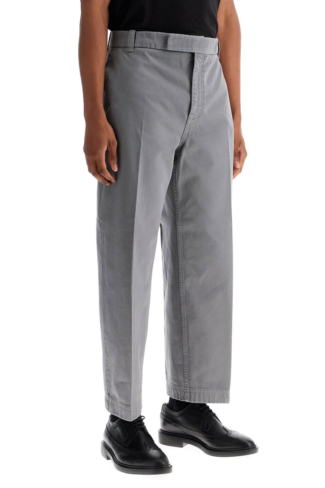 Medium Grey Cotton Chino Utility Pants