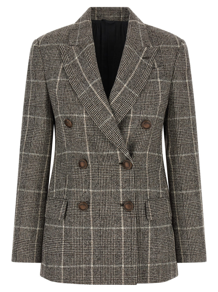 Brunello Cucinelli Prince Of Wales Blazer BlazerS - Brown | 6b1e77e29b20407819b0c536271ecb2b991109e2