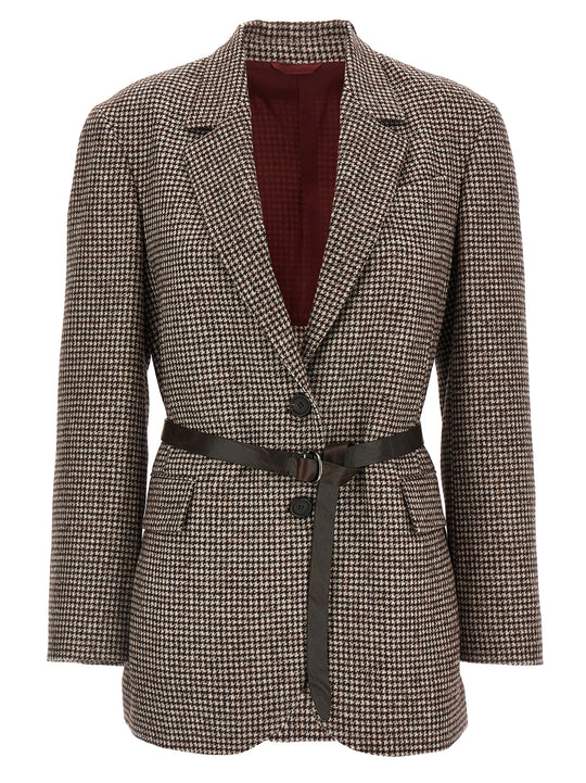 Houndstooth Blazer Blazers Brown