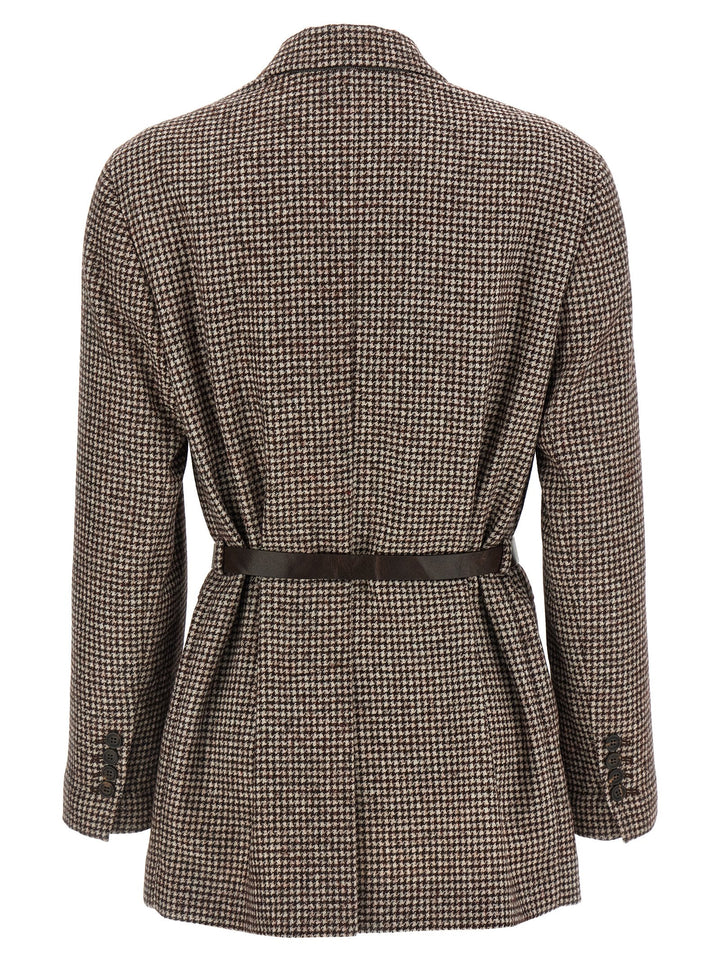 Brunello Cucinelli Houndstooth Blazer BlazerS - Brown | 2c2580c320fac0d6630977c02672aea8bb95910f