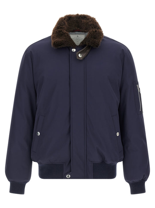 Water Repellent Nylon Bomber Jacket Puffer Jackets Blue