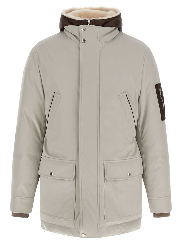 Brunello Cucinelli Membrane Nylon Parka Puffer Jackets - Gray | 486636a54c25fc445251d64fa1c3b9bfb4c18326