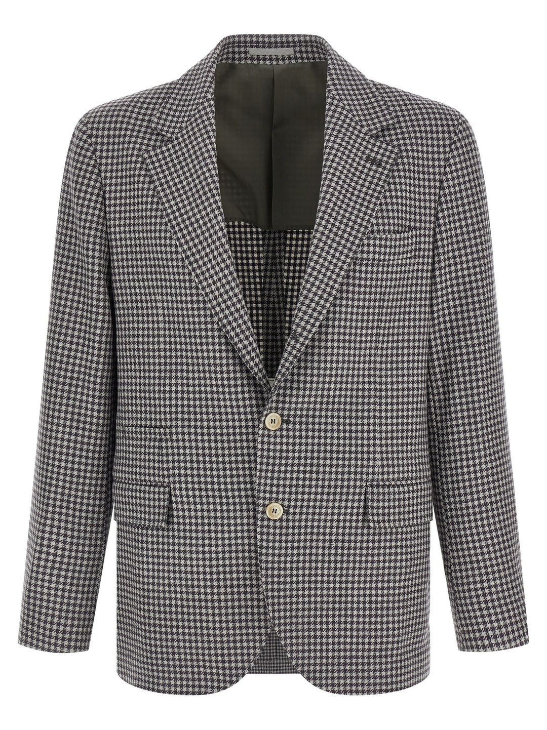 Brunello Cucinelli Houndstooth Blazer - Gray | 05e4dbc4c63188c229ee1e24b04e39908378ed5c