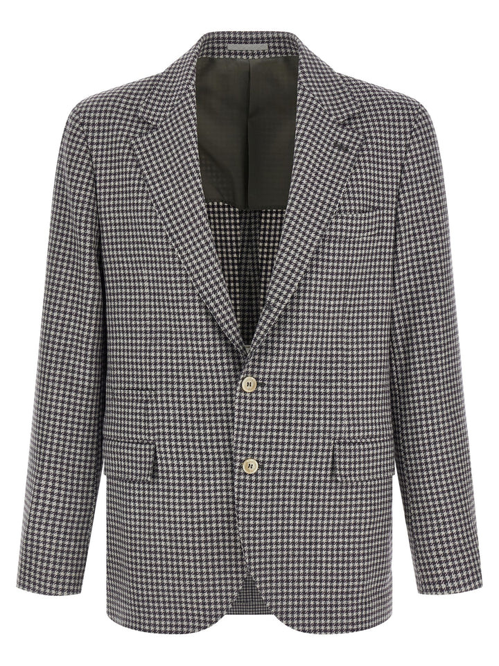 Brunello Cucinelli Houndstooth Blazer - Gray | 05e4dbc4c63188c229ee1e24b04e39908378ed5c