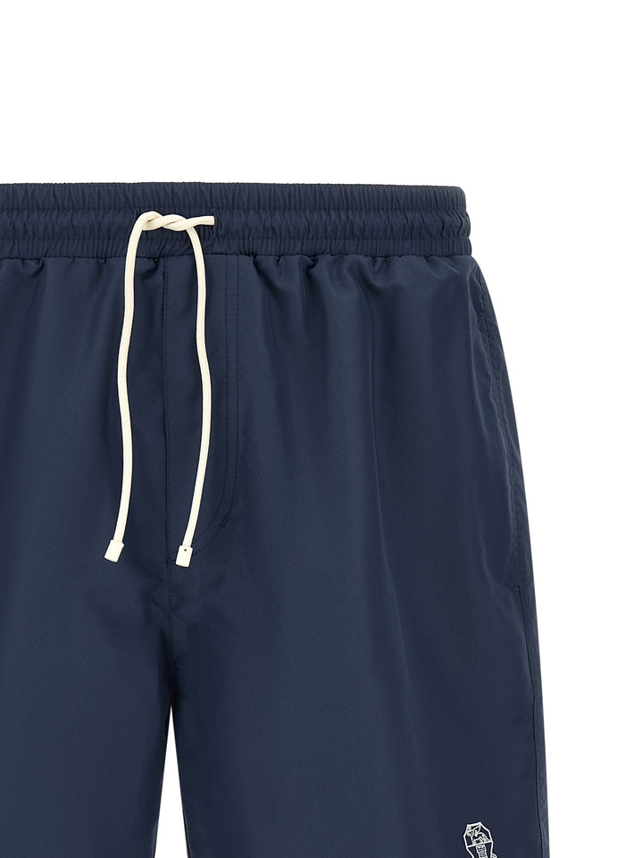 Brunello Cucinelli Logo Embroidery Swimsuit Beachwear - Blue | 974969d63711a413ea86f071366554099cd32905