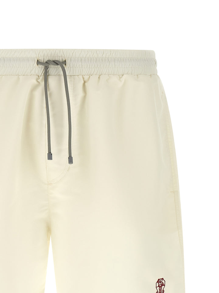 Brunello Cucinelli Logo Embroidery Swimsuit Beachwear - White | cb58bcdc242474b5094139138585b80b981b9bc0