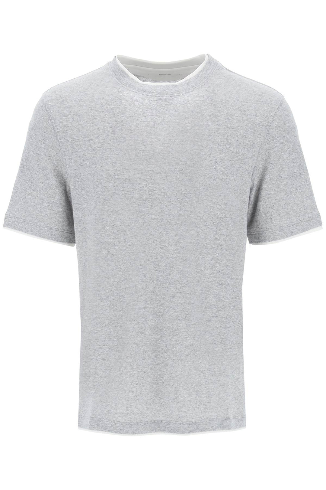 Overlapped Effect T Shirt In Linen And Cotton