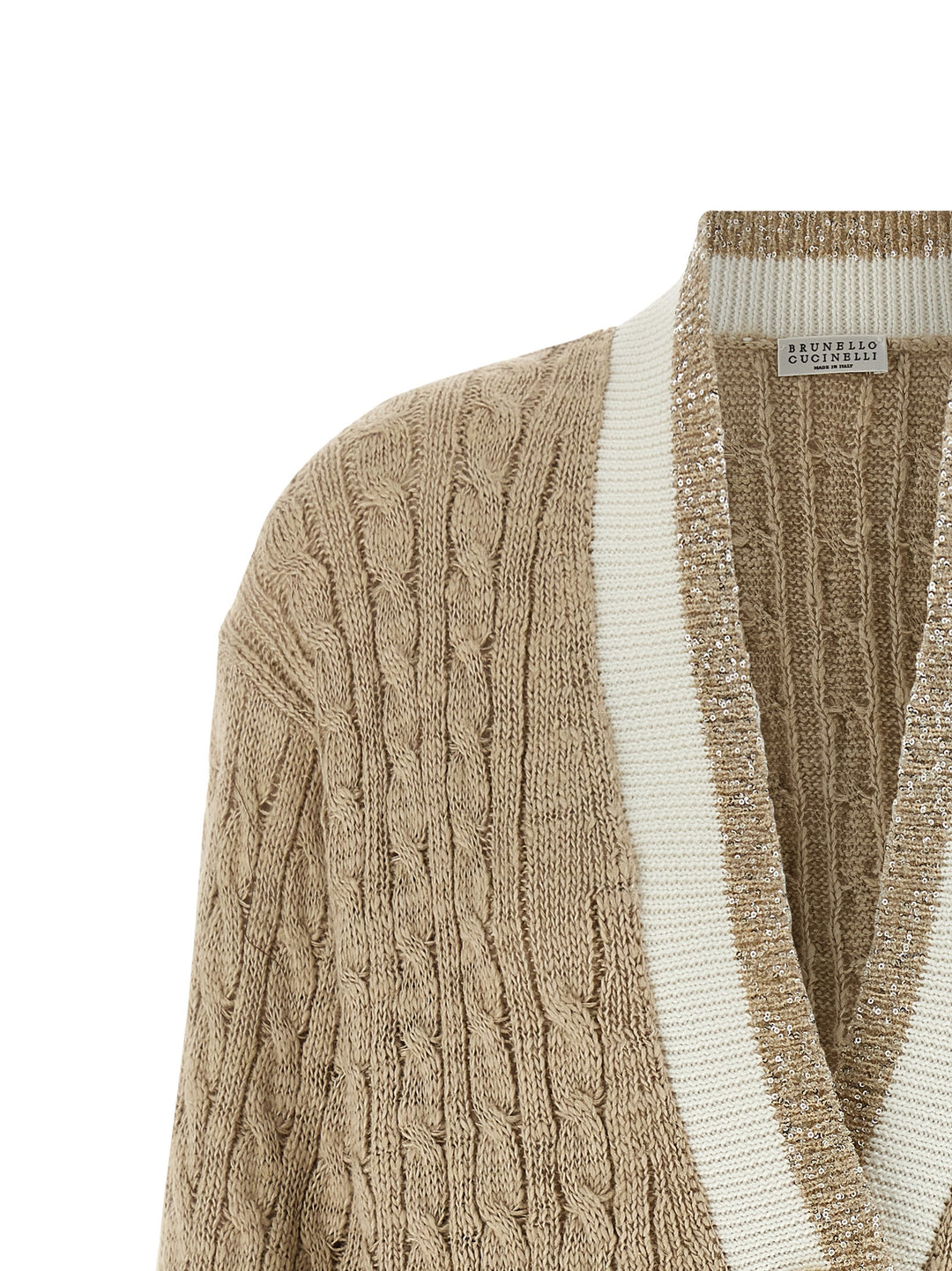 Brunello Cucinelli Braided Cardigan Sweaters and Cardigans - Beige | 99ee04d4bb75d25f2746b69862f4cf10deb0e284