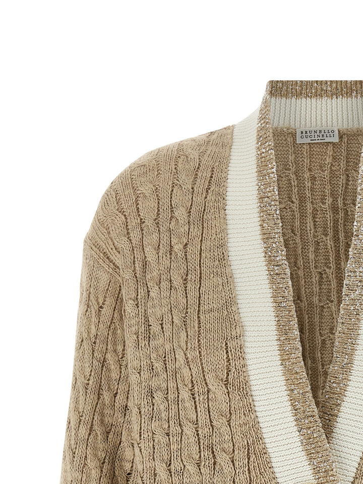 Brunello Cucinelli Braided Cardigan Sweaters and Cardigans - Beige | 99ee04d4bb75d25f2746b69862f4cf10deb0e284
