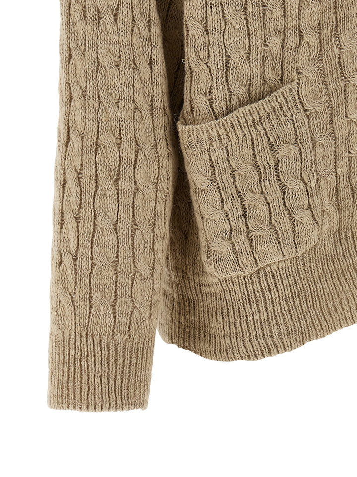 Brunello Cucinelli Braided Cardigan Sweaters and Cardigans - Beige | 960e1c2a0fa8247967bc39c586ddc5ff02a225f6