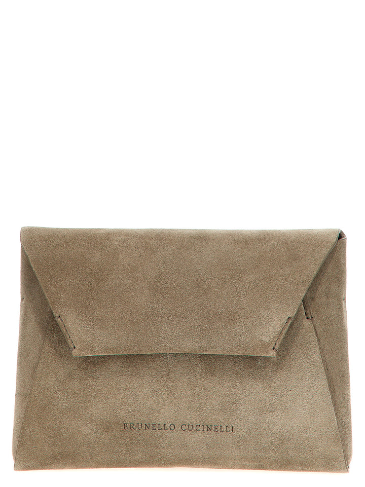 Brunello Cucinelli Monile Suede  Bag Clutch - Gray | 9a9f4888affcf9891a49fec9394c68d19fa2ebc4