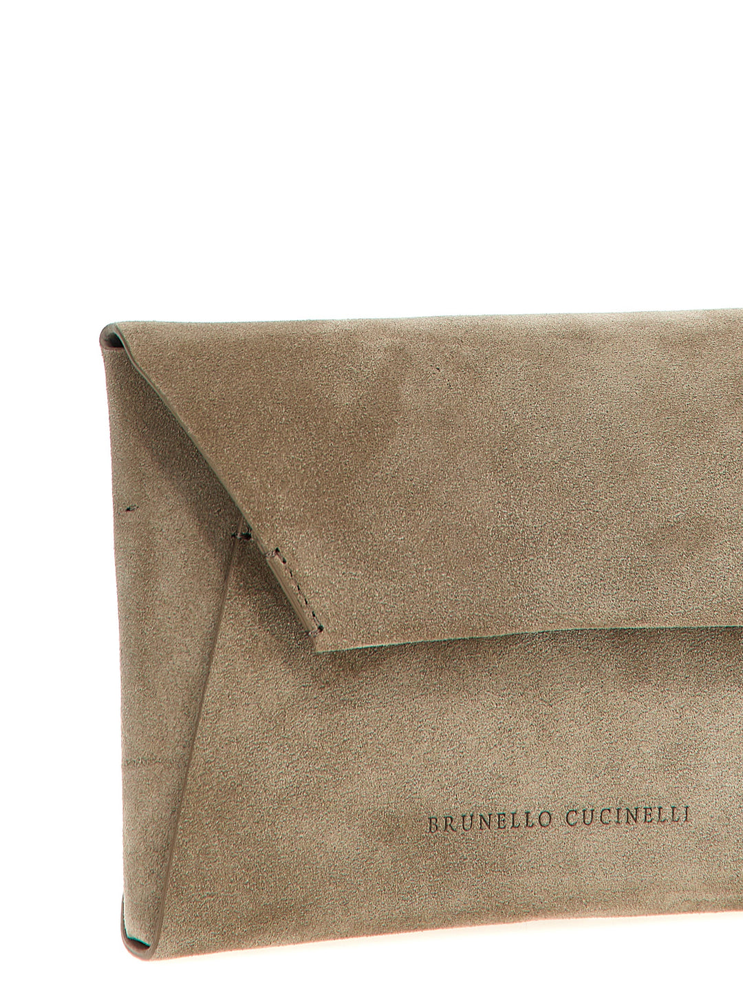Brunello Cucinelli Monile Suede  Bag Clutch - Gray | 6b3eaac3e6f32e5f6c7c0891204ceb60ac014fce