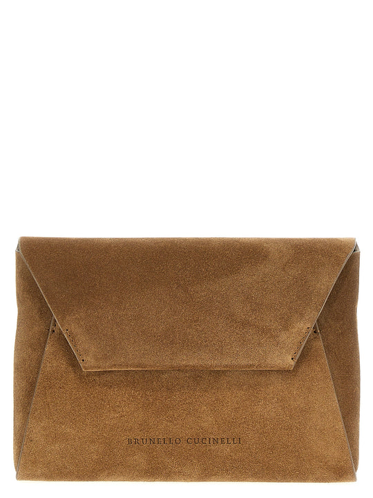 Monile Suede Bag Clutch Brown