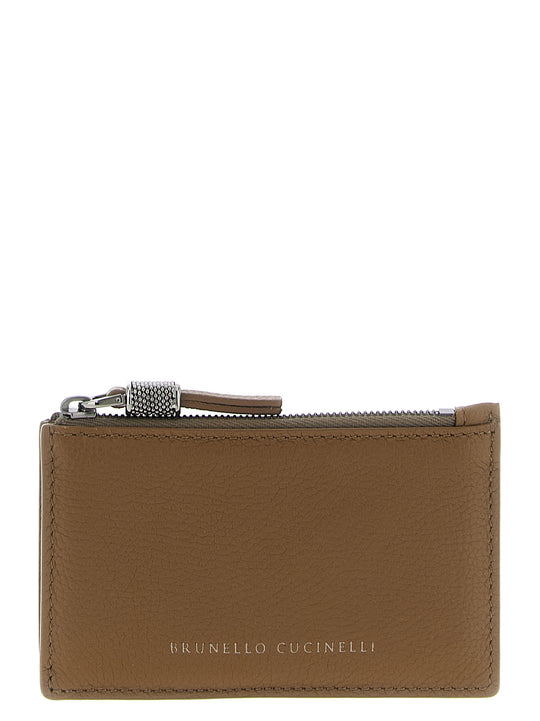 Shiny Zipper Pull Wallets And Card Holders Brown