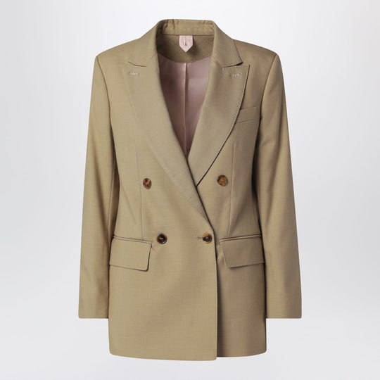 Camel Wool-Blend Double-Breasted Jacket