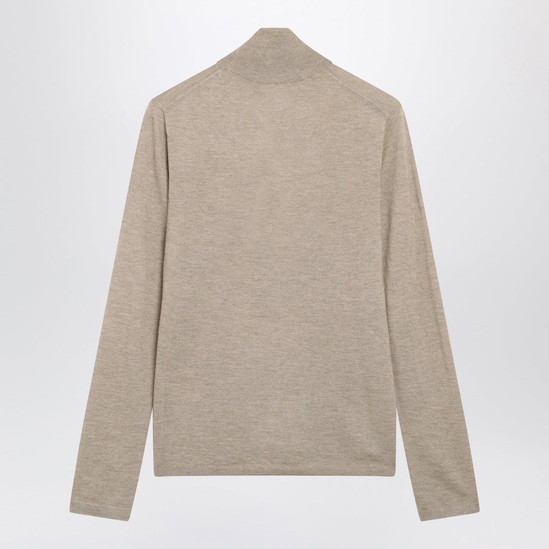 Max Mara Dark Brown Melange Cashmere Turtleneck