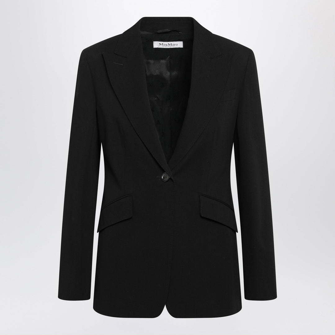 Max Mara Black Slim-Fit Blazer In Virgin Wool Gabardine