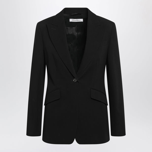 Black Slim-Fit Blazer In Virgin Wool Gabardine