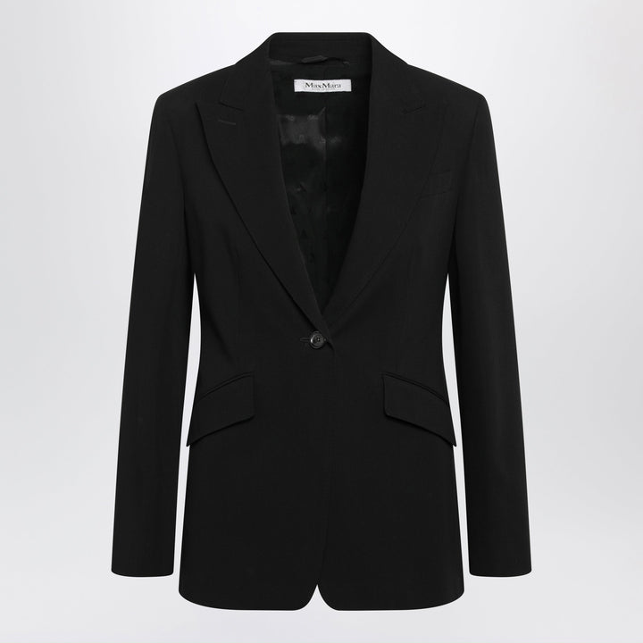 Max Mara Black Slim-Fit Blazer In Virgin Wool Gabardine