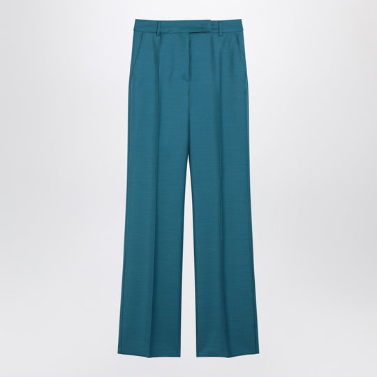 Turquoise Wool And Silk-Blend Trousers