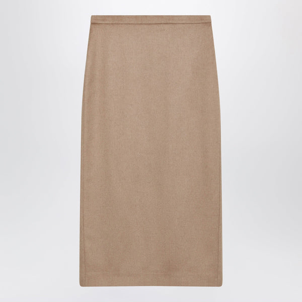 Camel Brushed Pencil Skirt