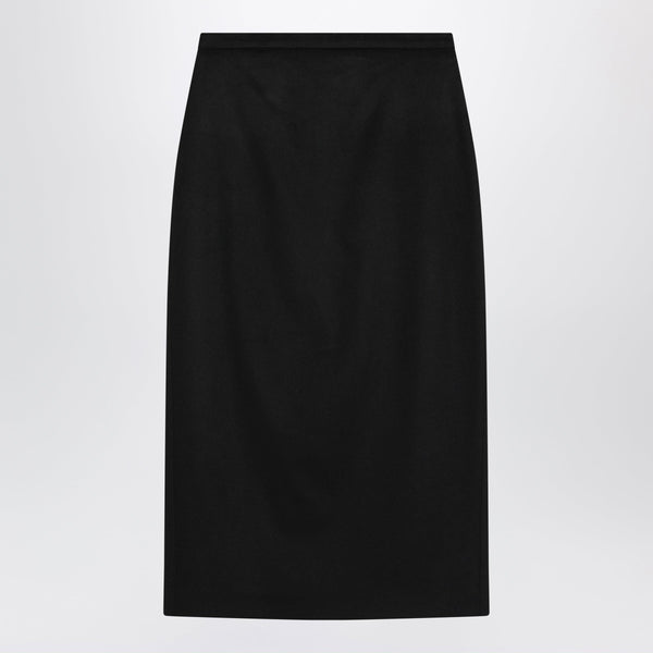 Black Pencil Skirt In Zibeline Camel