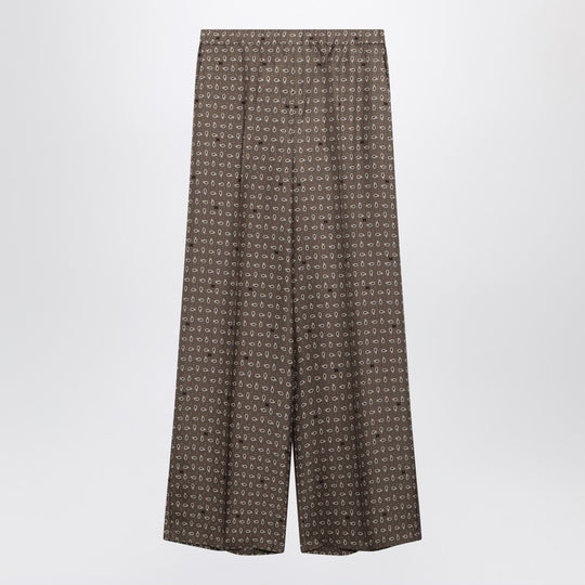 Mud-Coloured Printed Silk Trousers