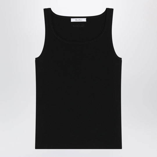 Sleeveless Viscose Crêpe Knit Top In Black