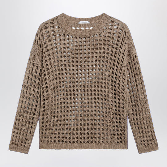 Cotton Mesh Long-Sleeve Sweater In Desert