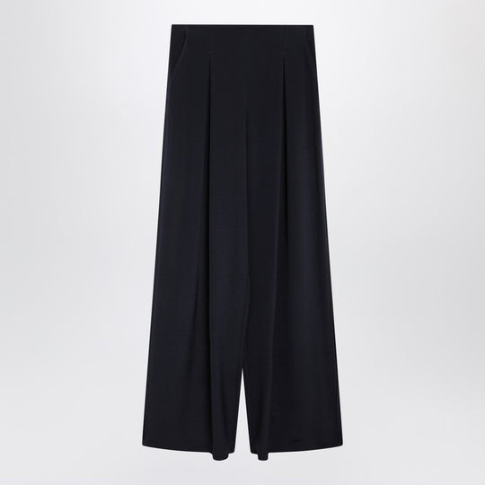 Navy Silk-Blend Trousers