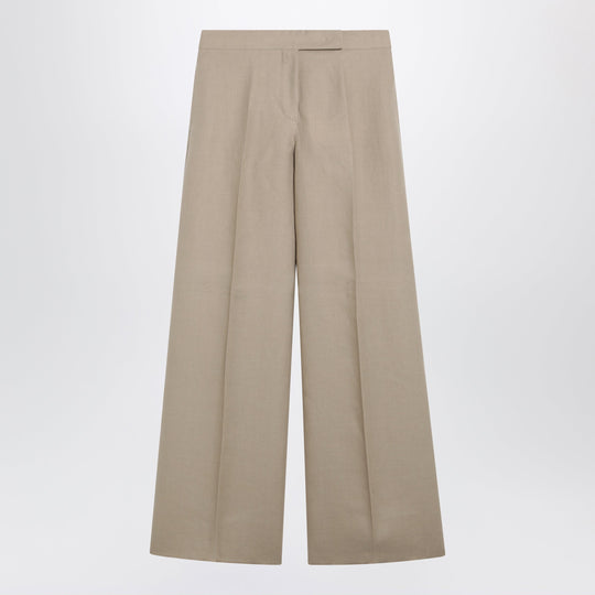 Regular-Fit Linen Natté Trousers In Sand