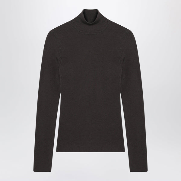 Brown Turtleneck Sweater In Virgin Wool