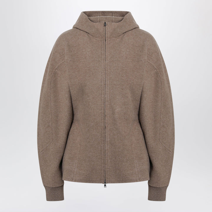 Max Mara Brown Hooded Sweatshirt In Wool And Cashmere